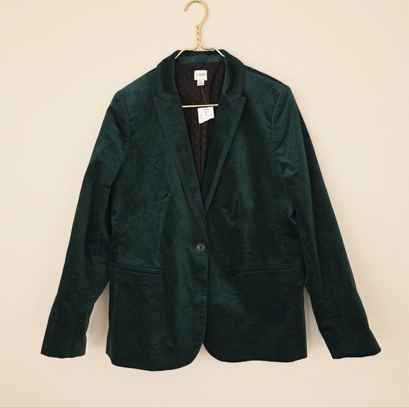 J. Crew Factory velvet schoolboy blazer Darkest Forest Green Size 16 - Picture 5 of 10